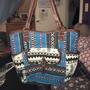 Tribal blue and brown bag
